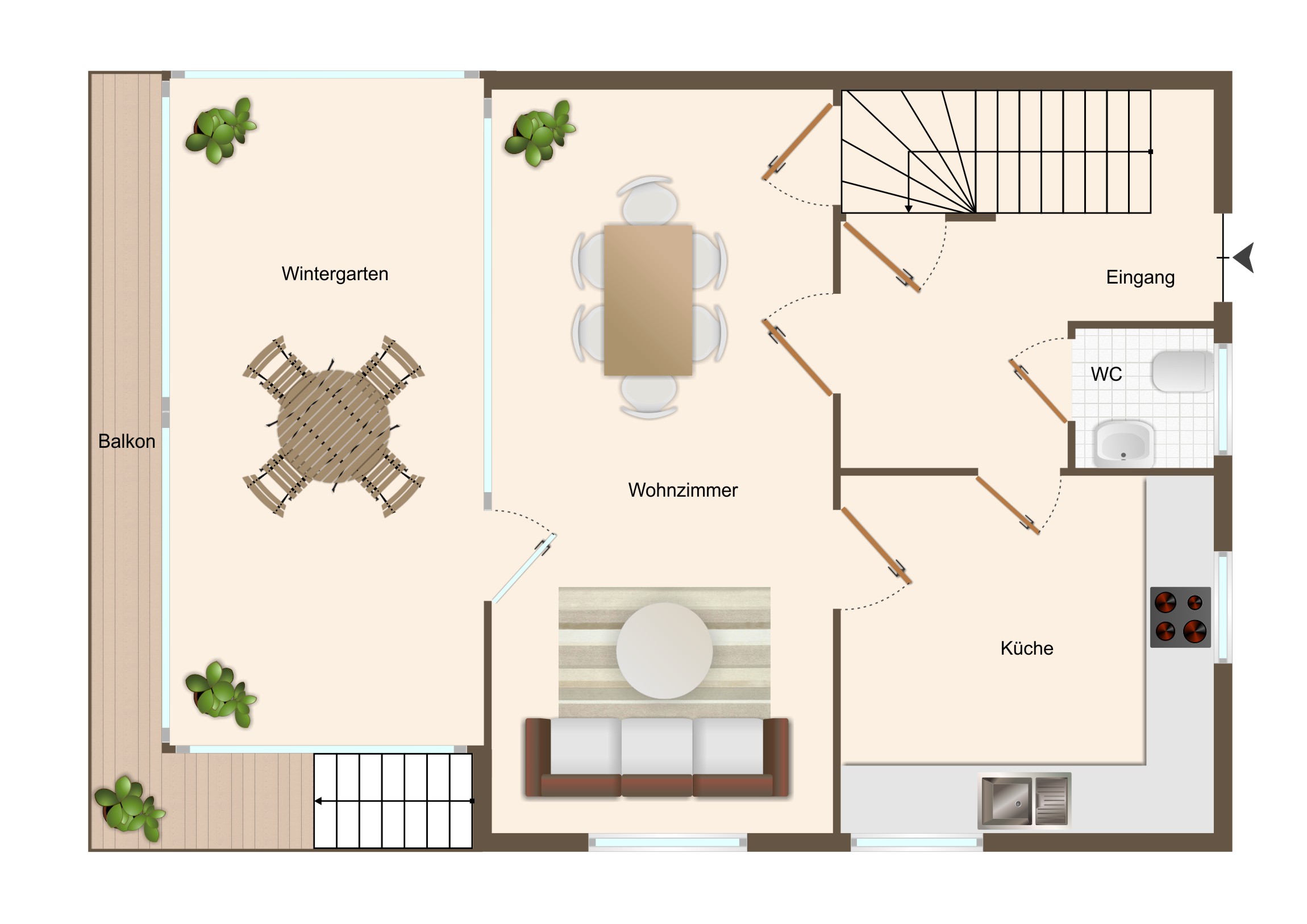 Doppelhaushälfte Menden, Grundriss EG, Immobilienmakler Menden